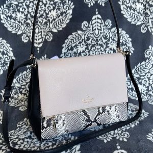 Kate Spade Medium Flap Shoulder Bag Natural Multi Mixed Material